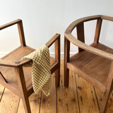 Pair of solid wood armchairs