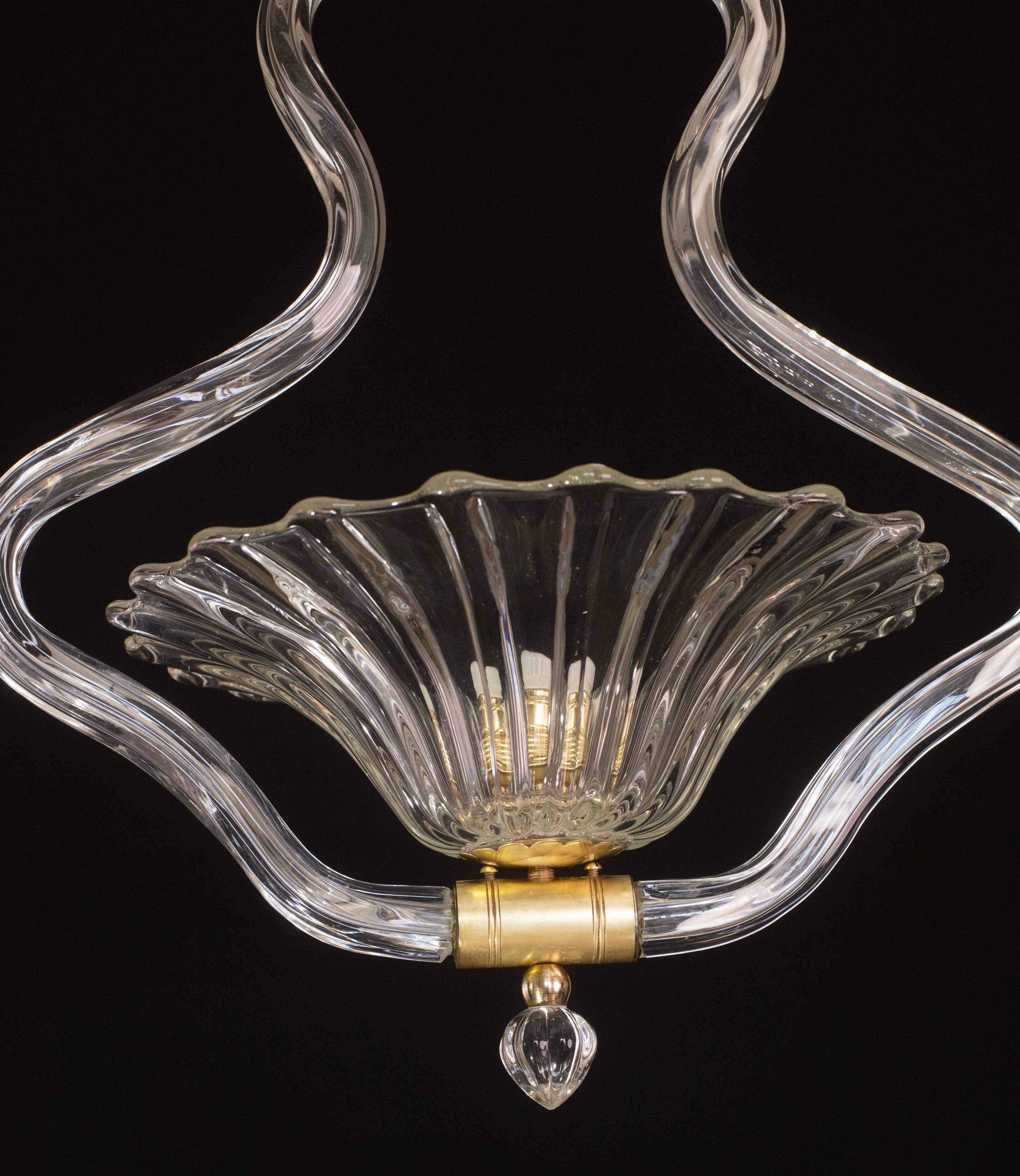Trasparent Murano Glass Chandelier by Barovier e Toso, 1950s