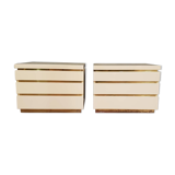 Pair of 1970 bedsides in off-white lacquered wood J-C Mahé
