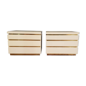 Pair of 1970 bedsides in off-white lacquered wood J-C Mahé