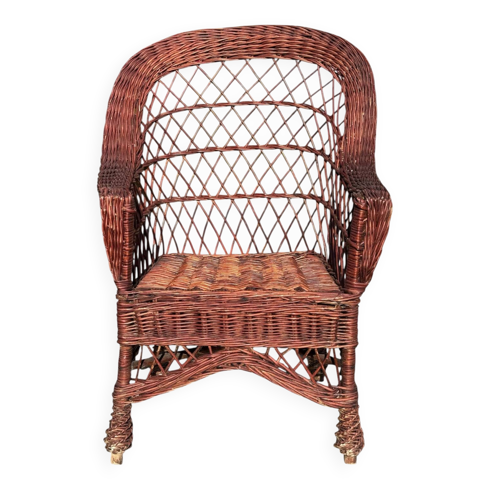 Rattan and Wicker Armchair, France, 1980s