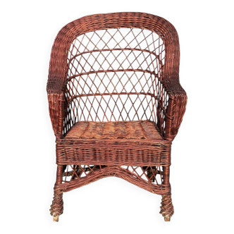 Rattan and Wicker Armchair, France, 1980s