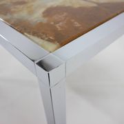 Table basse plaquée en résine et pierre chromée des années 1980, Allemagne
