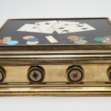 Game box in marble marquetry and hard stones, late nineteenth