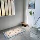Tapis en laine blanc et bleu fleuri