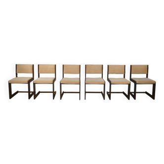 Ensemble de 6 chaises CASALA en chêne foncé 1970's