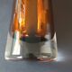 Two vintage Scandinavian double-layered amber blown glass candlesticks