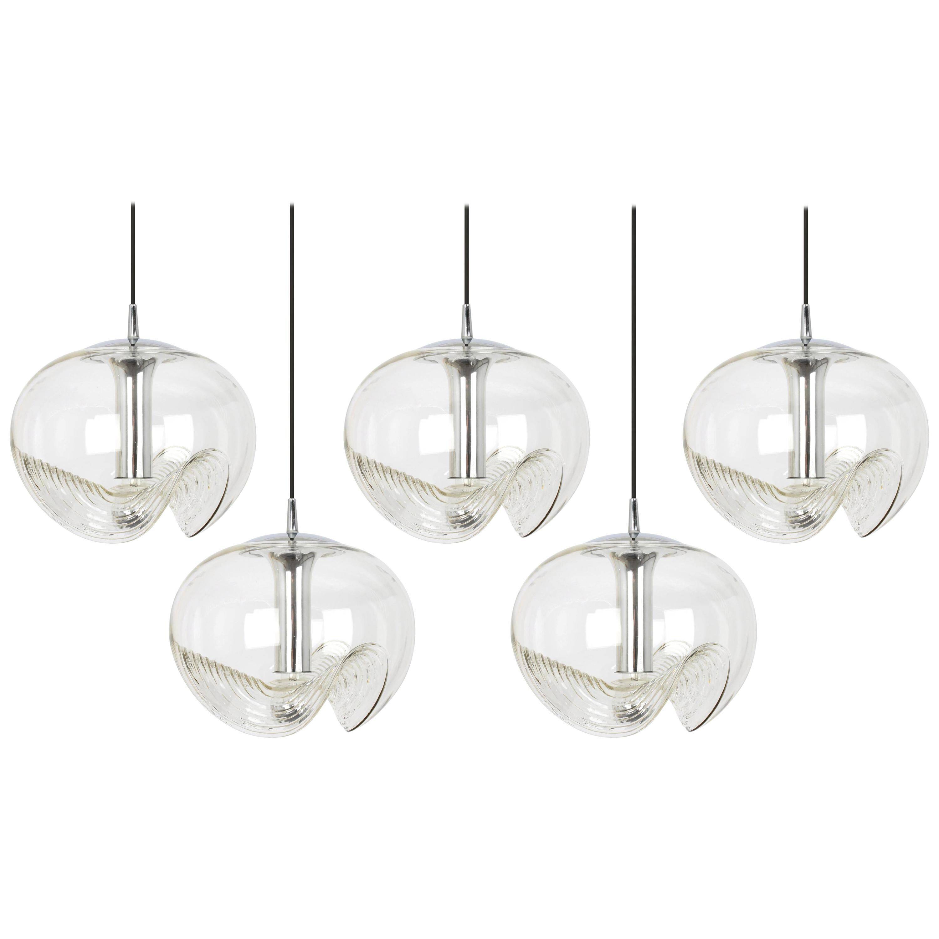 Transparent glass pendant designed by Koch & Lowy, Germany, 1970s