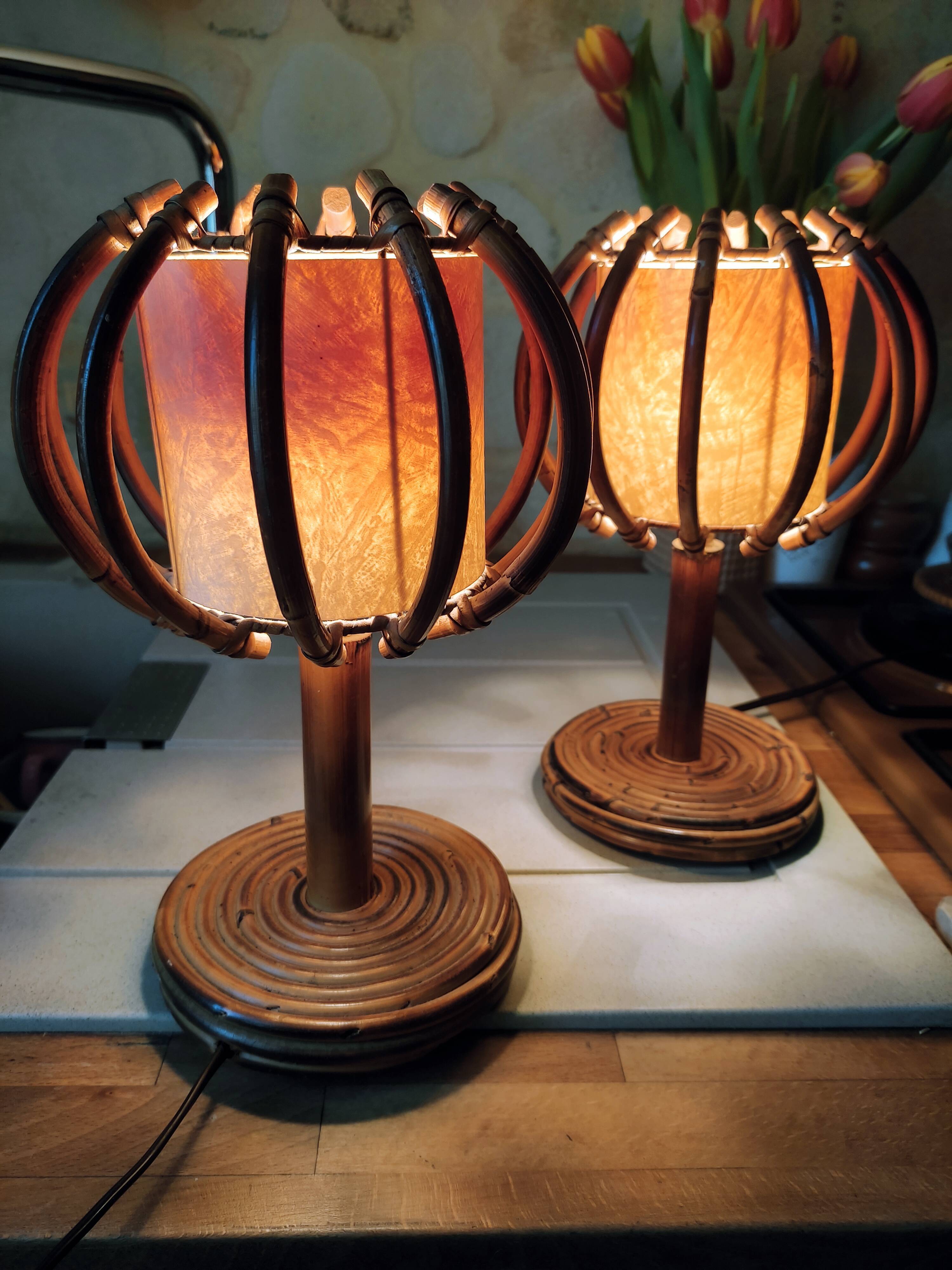 Lampes de chevet en rotin