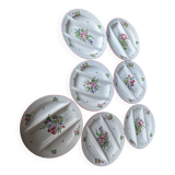 7 Asparagus Plates Late 19th Century Opaque Earthenware Luneville France