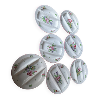 7 assiettes à Asperges fin 19 e Faïence Opaque Luneville France