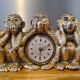 Clock / alarm clock vintage lancel model "the three monkeys of wisdom" very rare!
