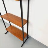 Vintage Italian modular teak and metal bookcase