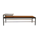 Modernist coffee table vintage wood, metal and glass
