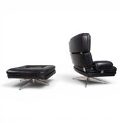 Howard Keith Kohinoor Leather Armchair with Ottoman for HK Furniture, 1970
