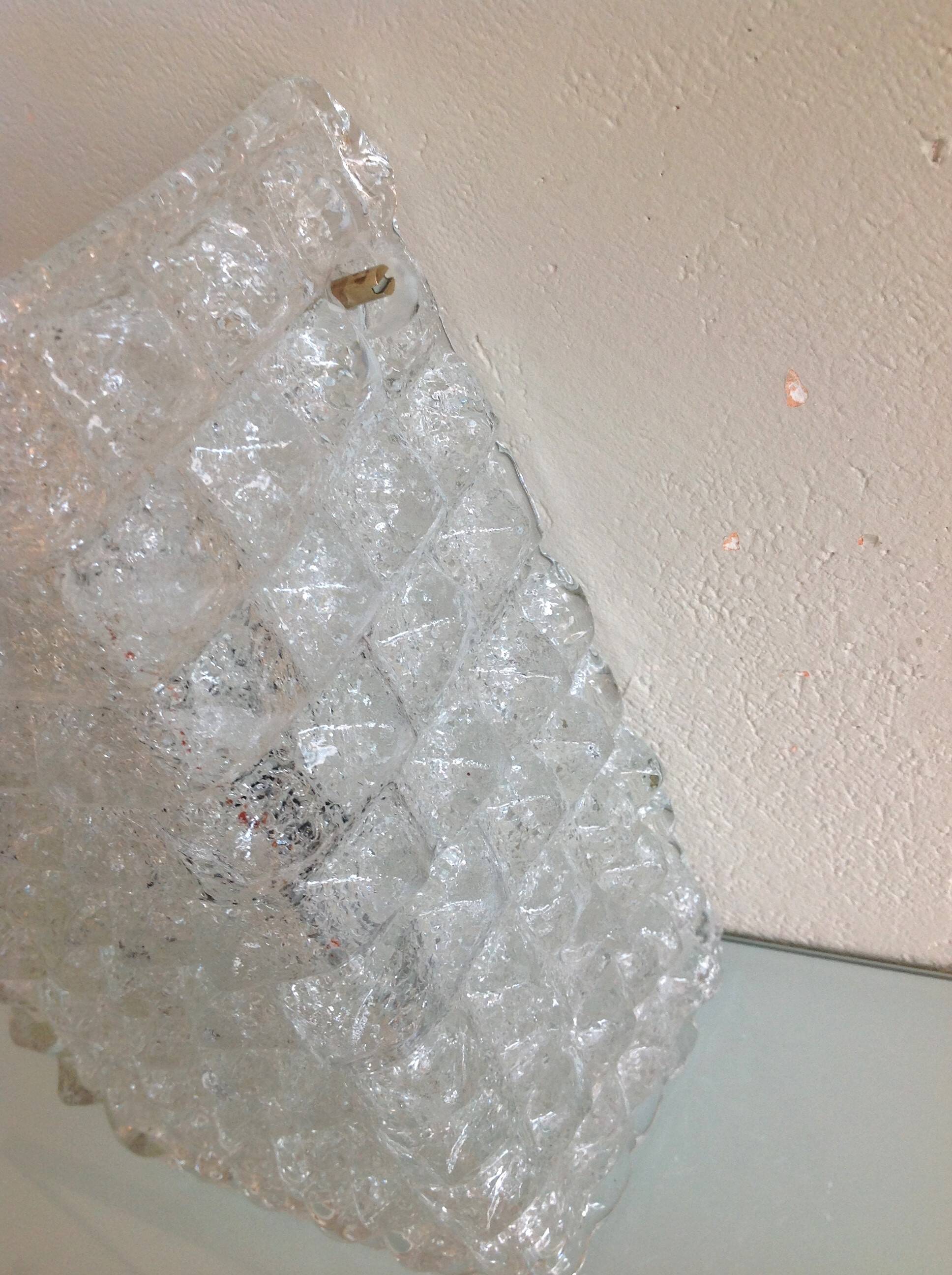 Wall lamp in ice glass and diamond tips / vintage 60s-70s