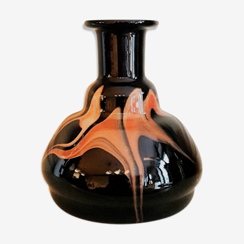 Vase soliflore en verre marbré signé maure viel
