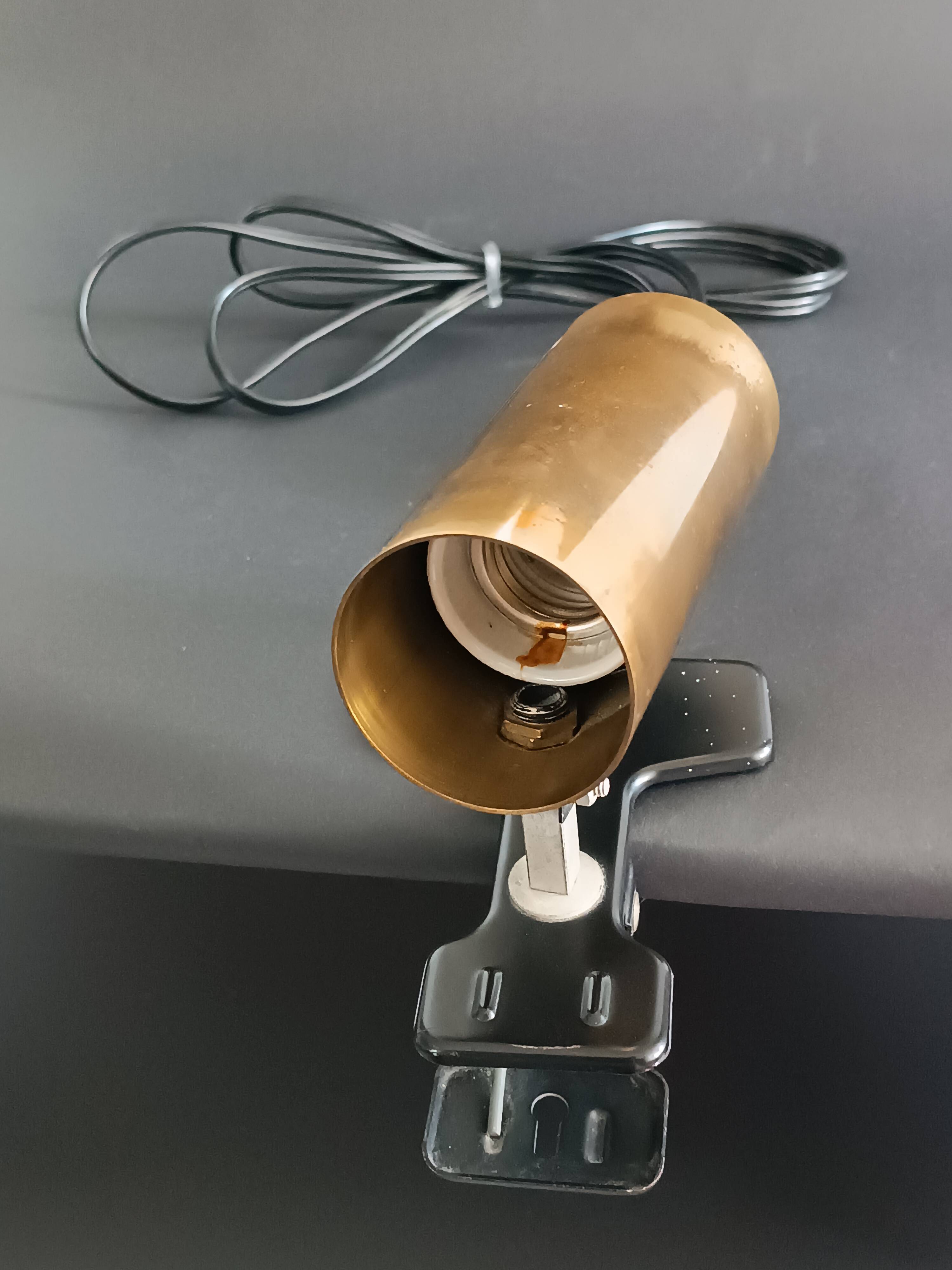 Parscot 1960s gold metal tube clamp lamp