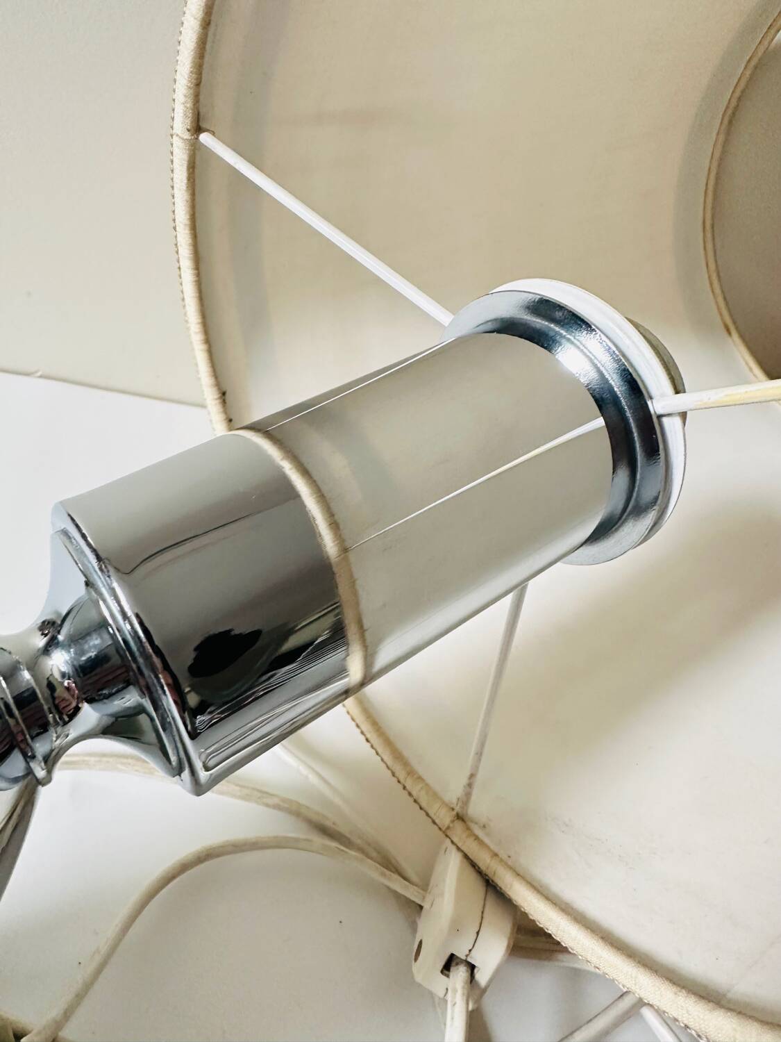 Vintage 70s metal and marble lamp