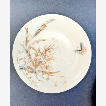 Assiettes à dessert porcelaine fine  décor champêtre années 50-60
