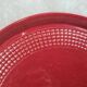 Large antique red cake plate – checkered pattern – attributed to Saint-Clément 🍒