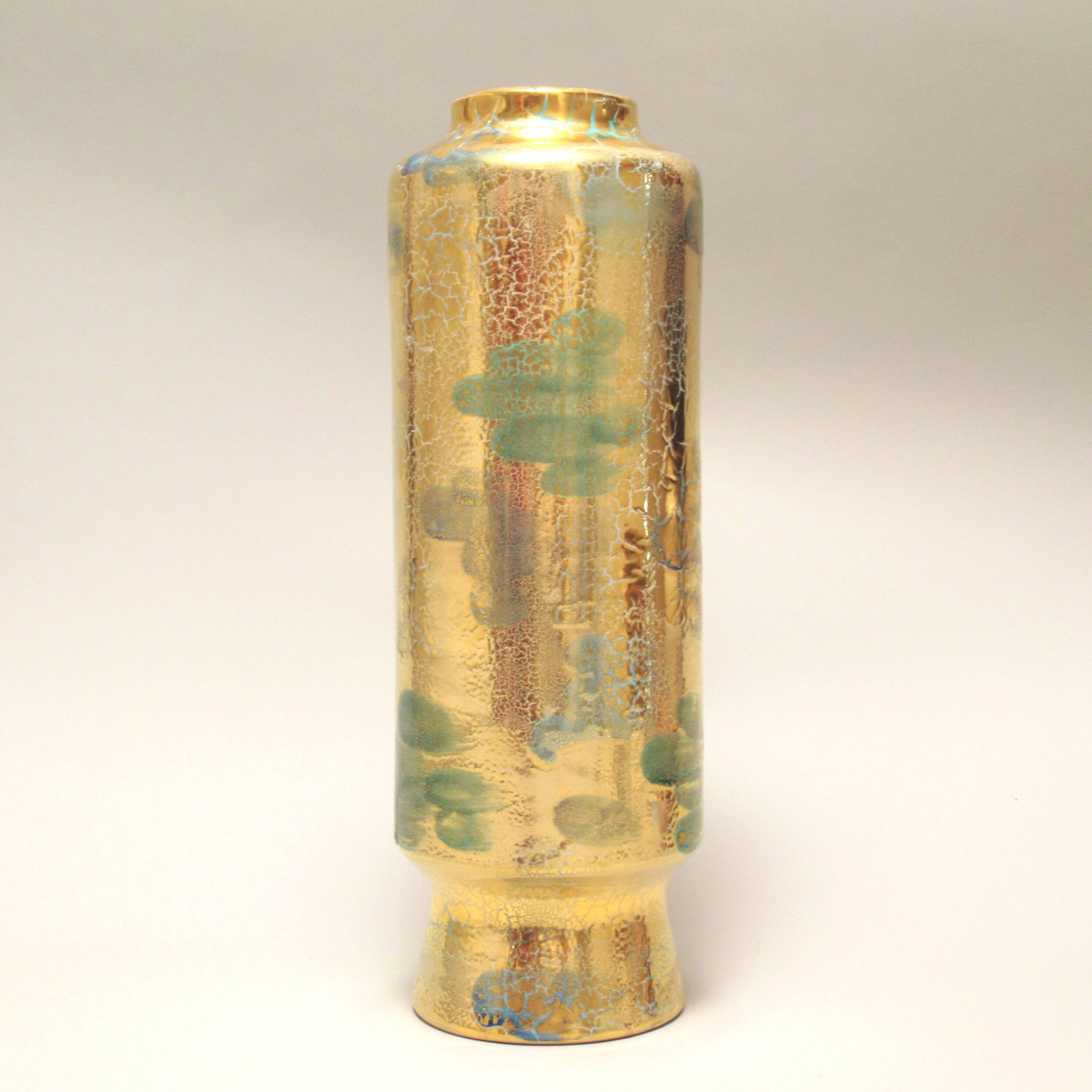 Italian gilded ceramic scroll vase circa 1960