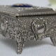 Vintage Silver Metal Jewelry Box Japan
