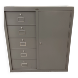 BAUCHE industrial furniture with 5 drawers and a door – vintage metal from the 1950s