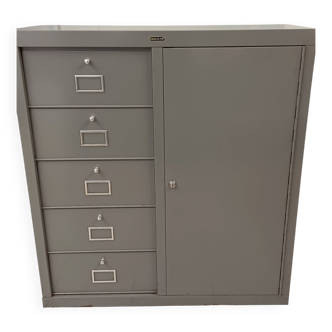 BAUCHE industrial furniture with 5 drawers and a door – vintage metal from the 1950s