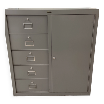 Industrial furniture BAUCHE 5 drawers and door – vintage metal from the 1950s