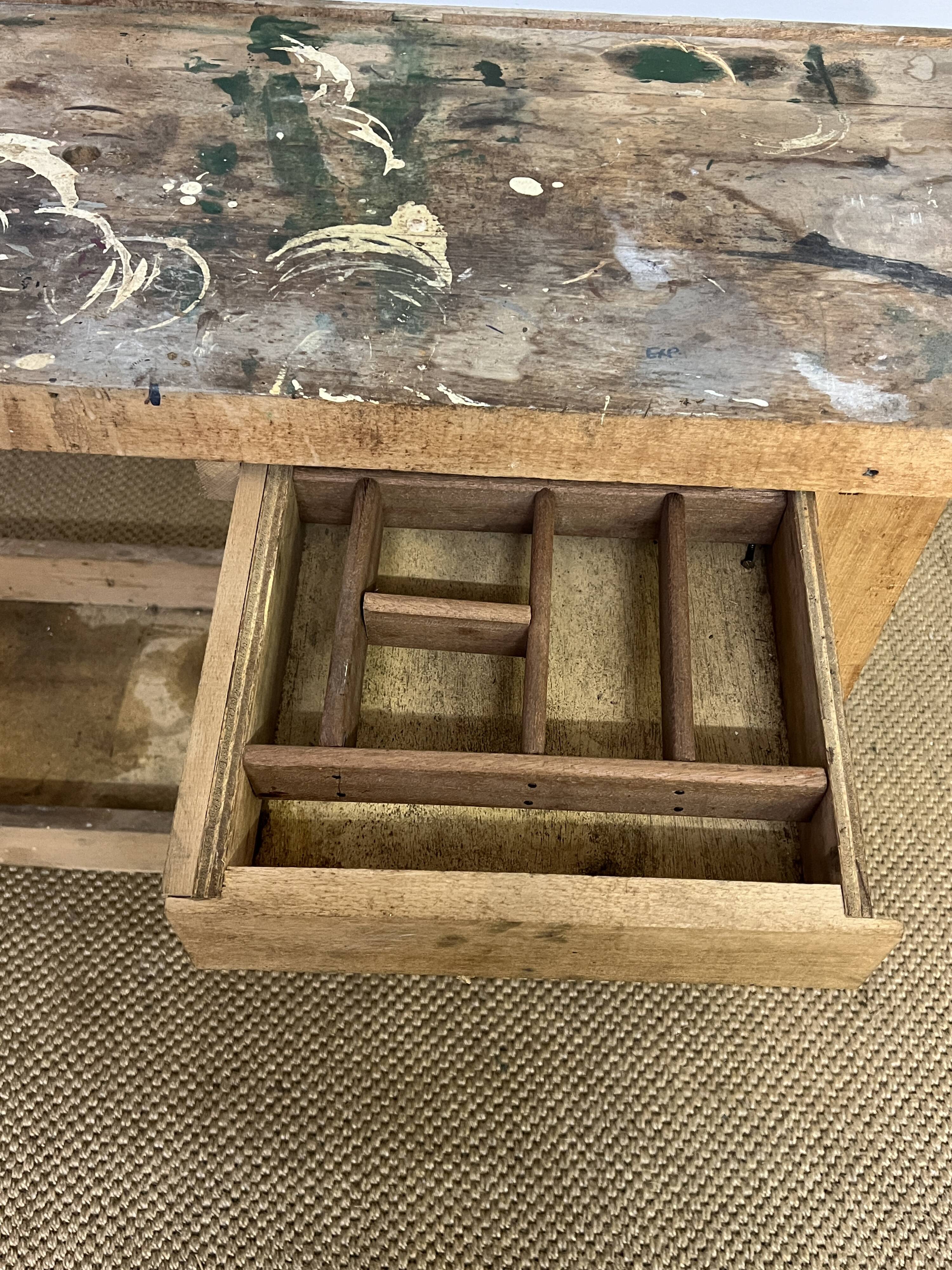 Old wooden craft workbench