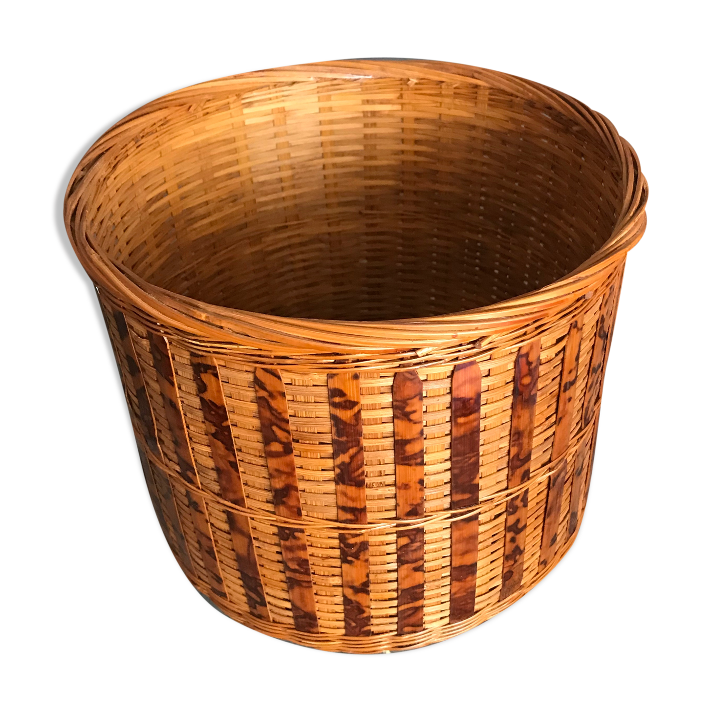 Cache-pot vintage en osier tressé