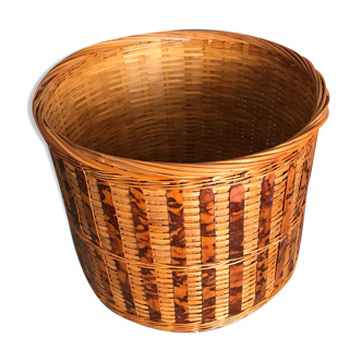 Vintage woven wicker pot cover