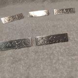 10 silver-plated metal knife and card holders, art deco style, Rabier