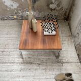 Walnut and modernist chrome coffee table
