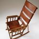 American rocking chair in wood and leather, 1960s