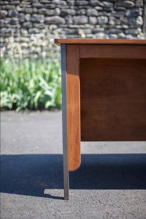 Wood and metal desk with Formica top, 50