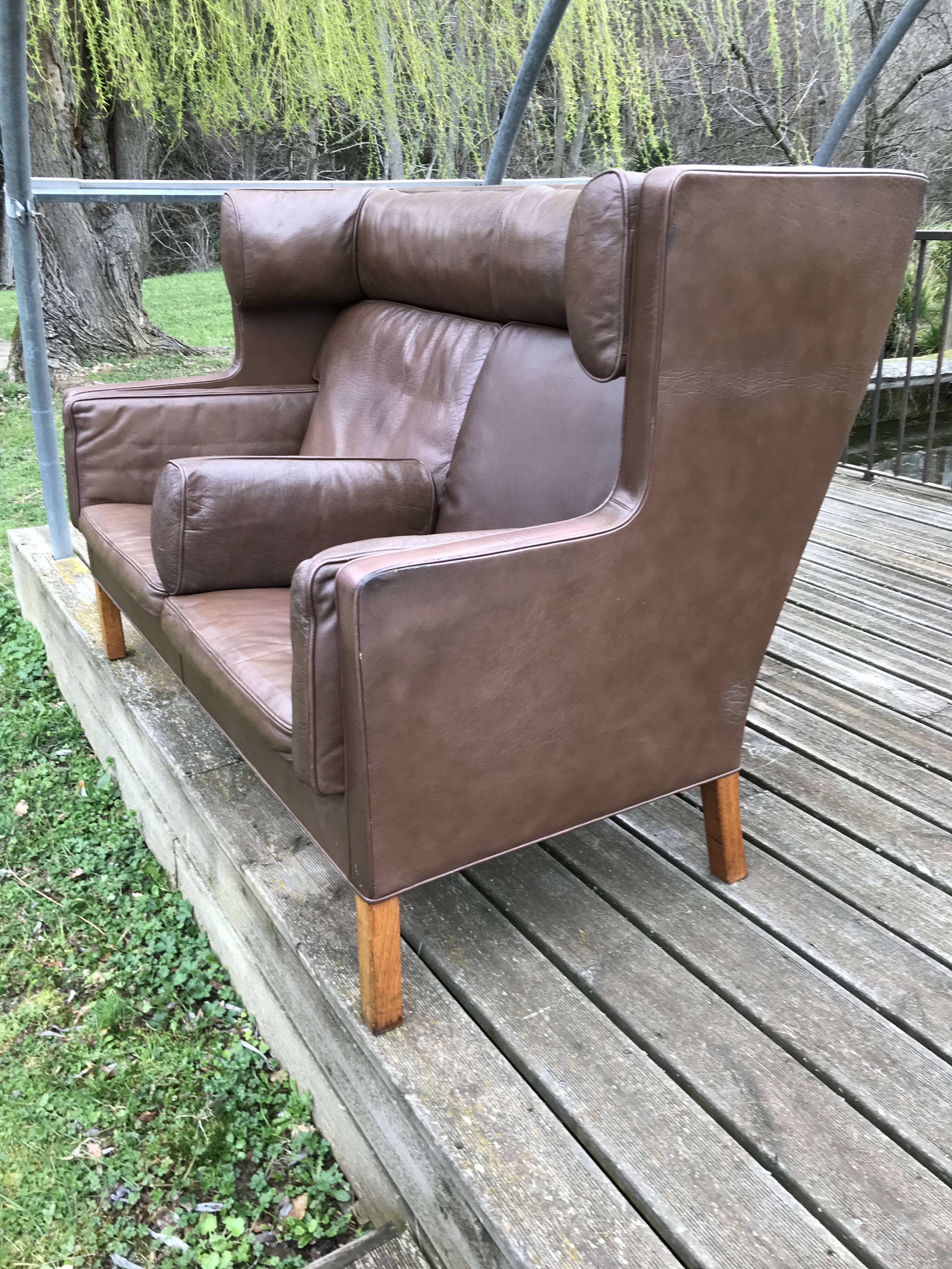 Borge Mogensen 2-seater leather sofa 2192