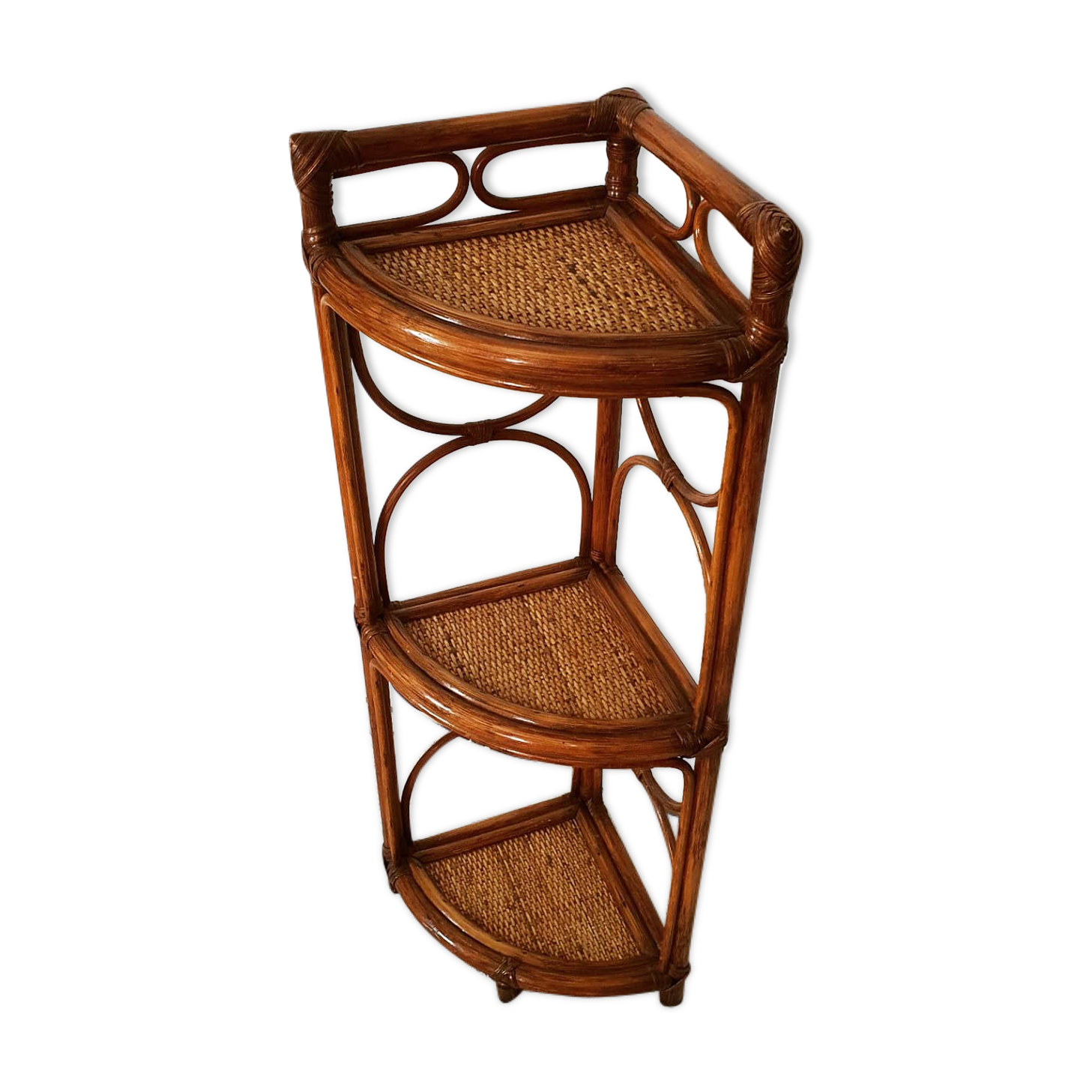 Vintage bamboo and rattan corner floor