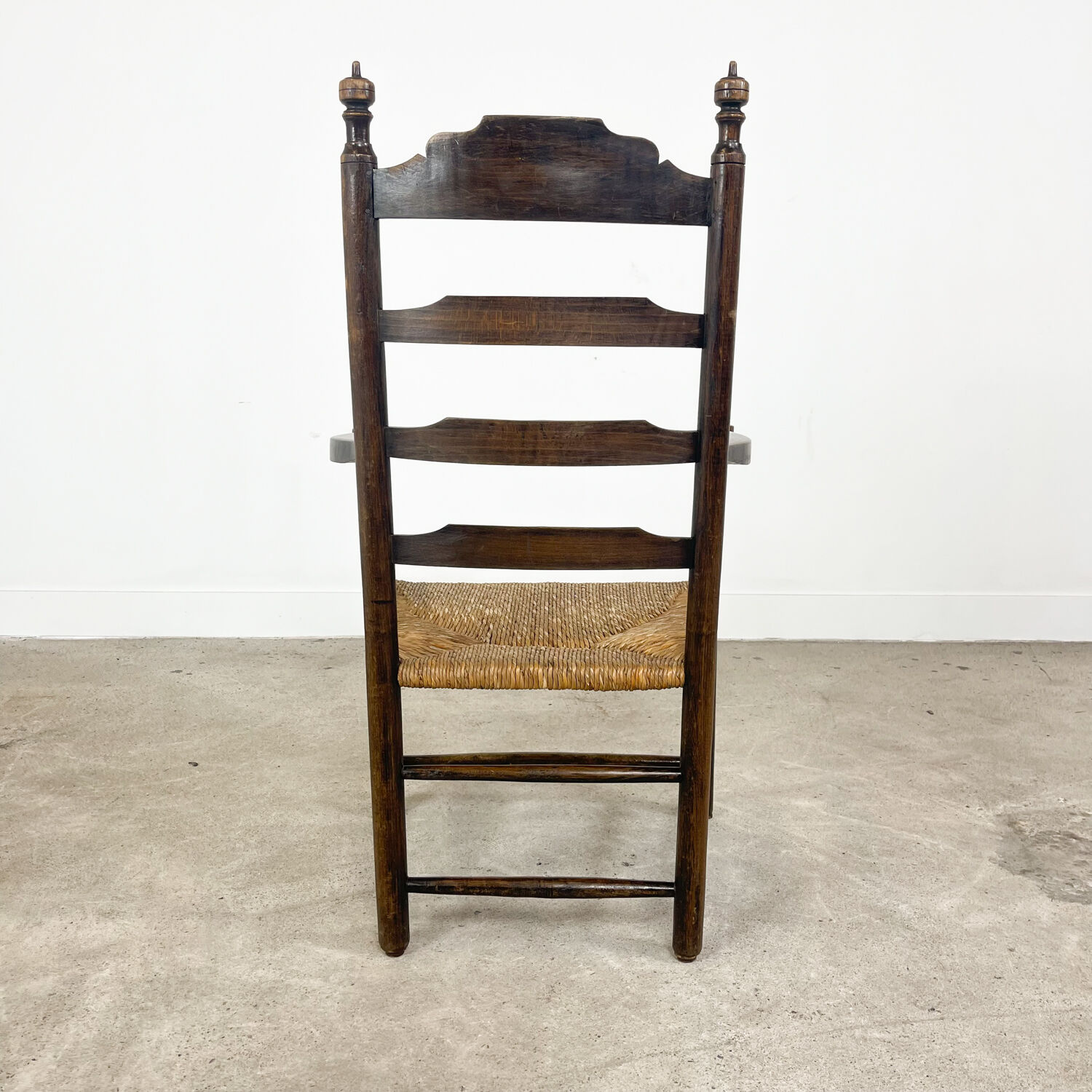 Antique oak wooden farmhouse armchair with cane seat Zutphen