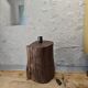 Brutalist table lamp in solid oak
