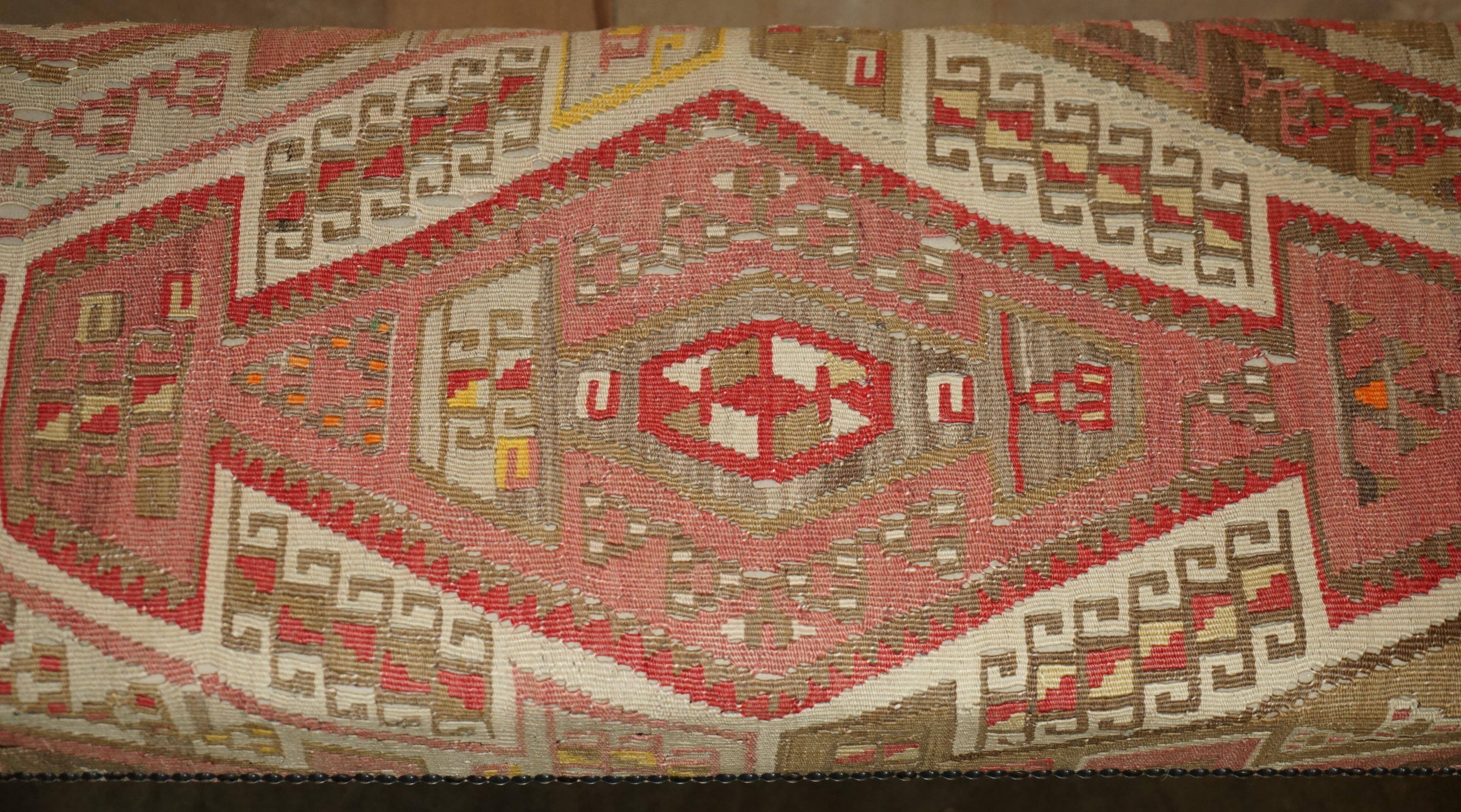 Padded footrest bench in Victorian Kilim style by George Smith