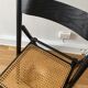 Set of 4 folding chairs in canning and black wood 60s