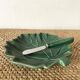 Beurrier en barbotine feuille et son couteau