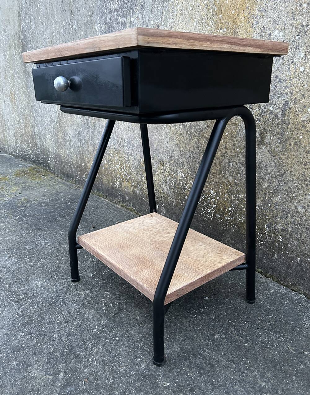 Vintage boarding school bedside table, 1950s