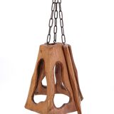 Asymmetrical wooden pendant light, 70s