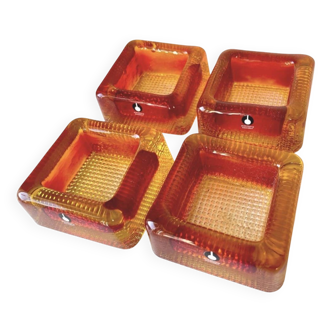 Swedish Design lot of 4 glass vintage ashtrays 1960's