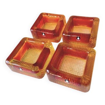 Swedish Design lot of 4 glass vintage ashtrays 1960's