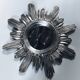Wall Sun Mirror • Large Model • Carved Wood • Silver • 1960-70