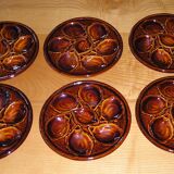 Set of 6 St Clément earthenware oyster plates